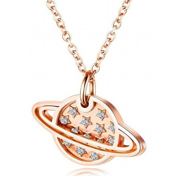 Jewelry - 18K Rose Gold Tone Planet Pendant Necklace